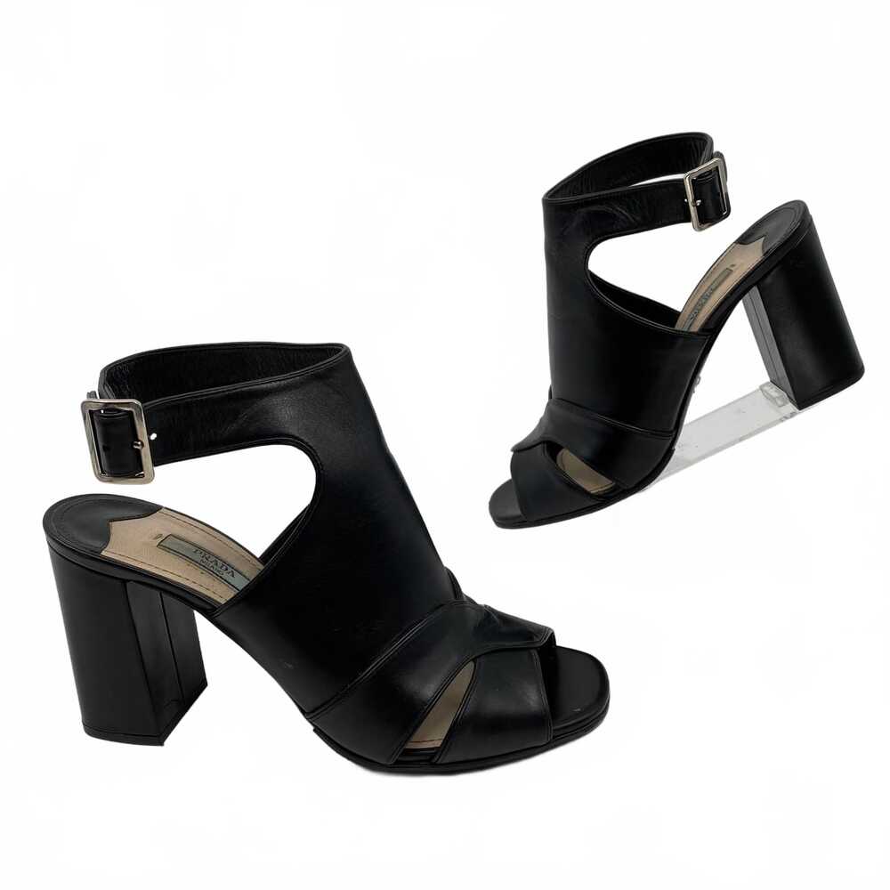 Prada Black Leather Peep Toe Pumps | 38EU (7.5 US) Made in Italy